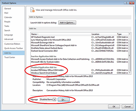 Configuration options for Add-ins